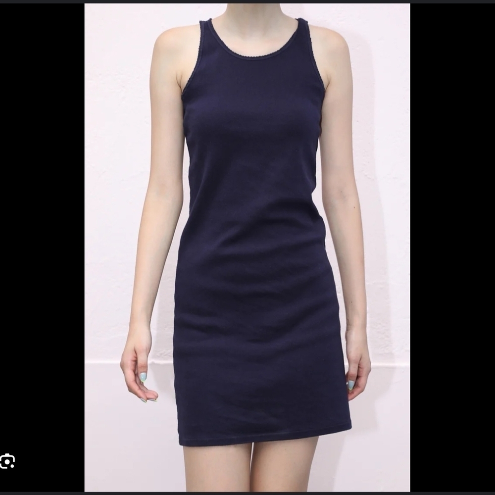 Brandy Melville Cotton Sleeveless Tank Jersey Dress Navy Blue One Size